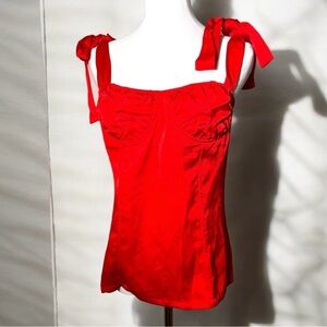 Lioness Red Tank Top with Tie Straps